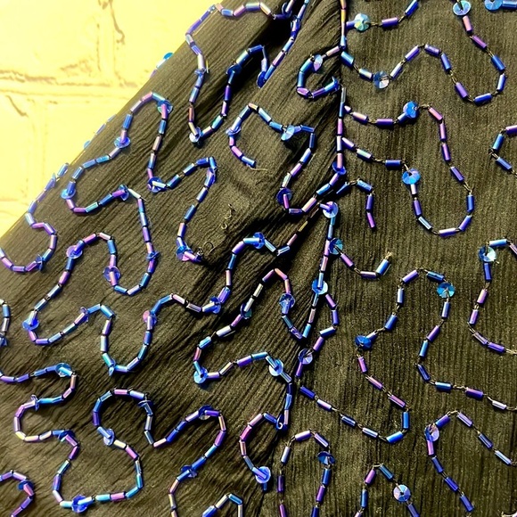 Cocktail dress. Denise Elle Size Black color with blue sequins all over dress - Picture 9 of 9